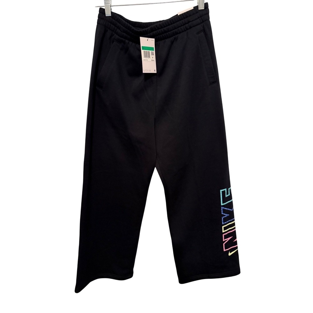 Nike Kids (Girls) Black Athletic Track Pants Sweatpants Joggers Rainbow Logo XL